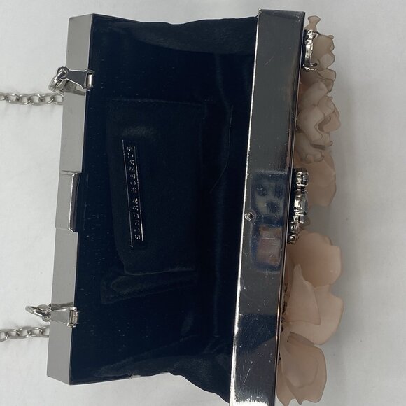 Sondra Roberts Embellished Silver Clasp Clutch Purse Floral Wedding Crossbody - Picture 7 of 15